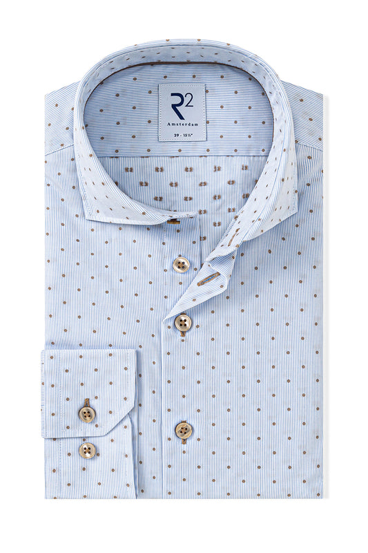 R2 LONG SLEEVE CUT AWAY COLLAR SHIRT LIGHT BLUE