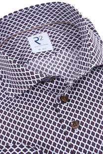 R2 LONG SLEEVED CUT AWAY COLLAR SHIRT | DARK BROWN