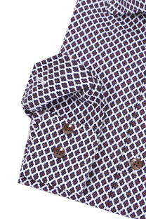 R2 LONG SLEEVED CUT AWAY COLLAR SHIRT | DARK BROWN
