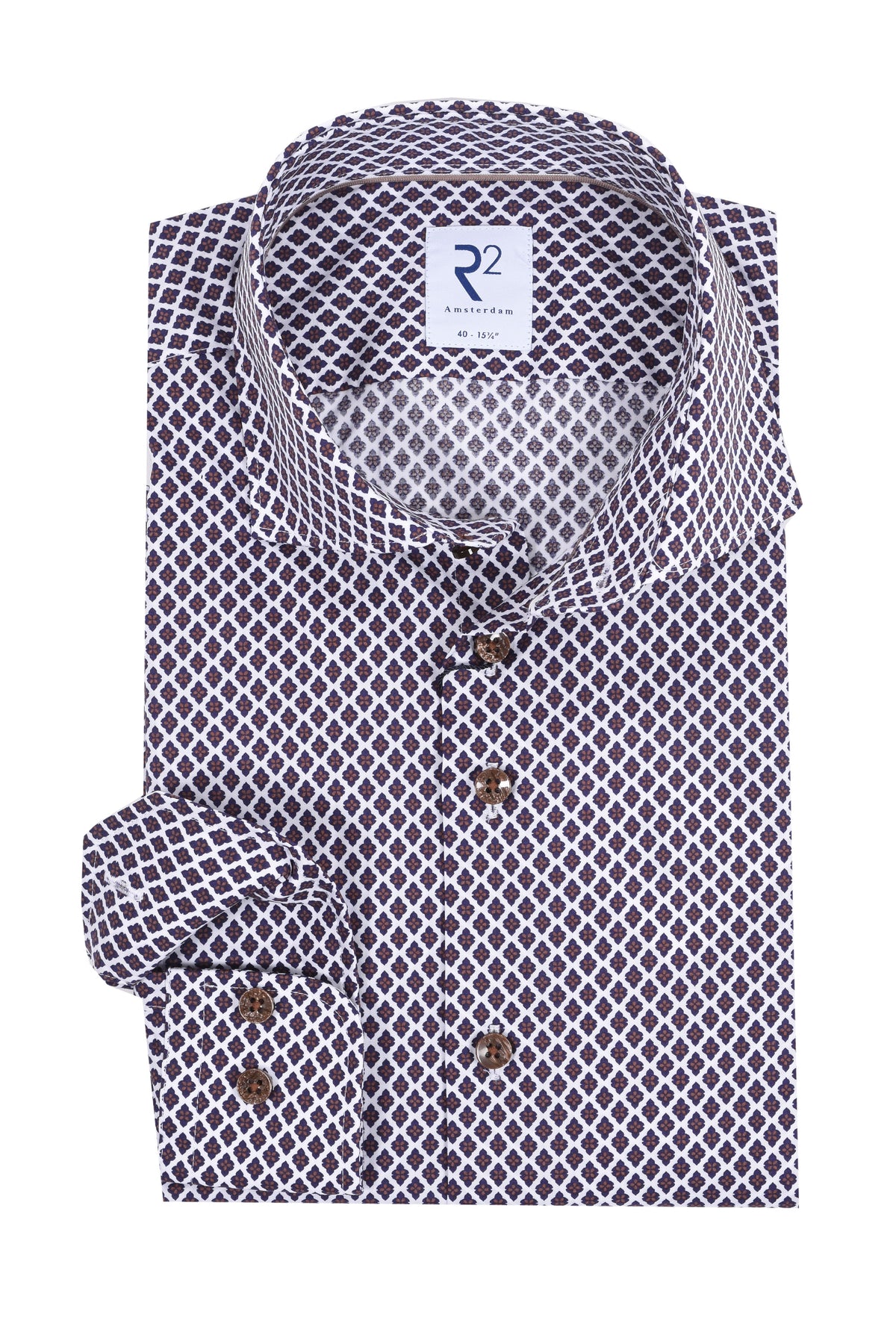 R2 LONG SLEEVED CUT AWAY COLLAR SHIRT | DARK BROWN