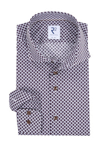 R2 LONG SLEEVED CUT AWAY COLLAR SHIRT | DARK BROWN