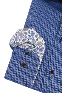 R2 LONG SLEEVED CUT AWAY COLLAR SHIRT BLUE