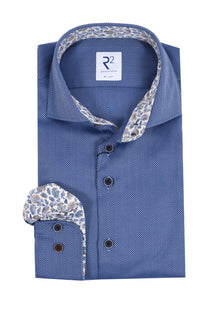 R2 LONG SLEEVED CUT AWAY COLLAR SHIRT BLUE