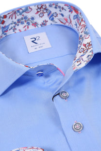 R2 LONG SLEEVED CUT AWAY COLLAR SHIRT LIGHT BLUE R2