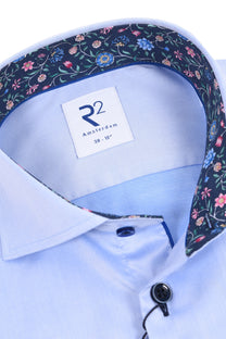R2 LONG SLEEVED CUT AWAY COLLAR SHIRT LIGHT BLUE