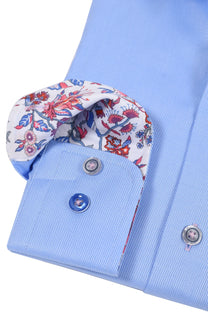 R2 LONG SLEEVED CUT AWAY COLLAR SHIRT LIGHT BLUE R2