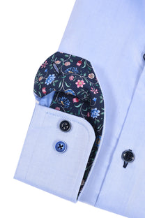 R2 LONG SLEEVED CUT AWAY COLLAR SHIRT LIGHT BLUE