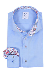 R2 LONG SLEEVED CUT AWAY COLLAR SHIRT LIGHT BLUE R2
