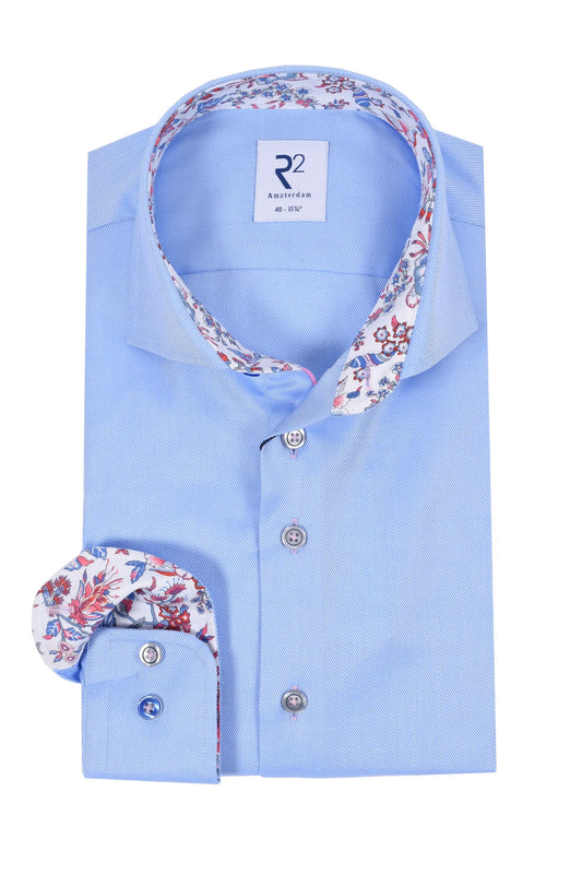 R2 LONG SLEEVED CUT AWAY COLLAR SHIRT LIGHT BLUE R2