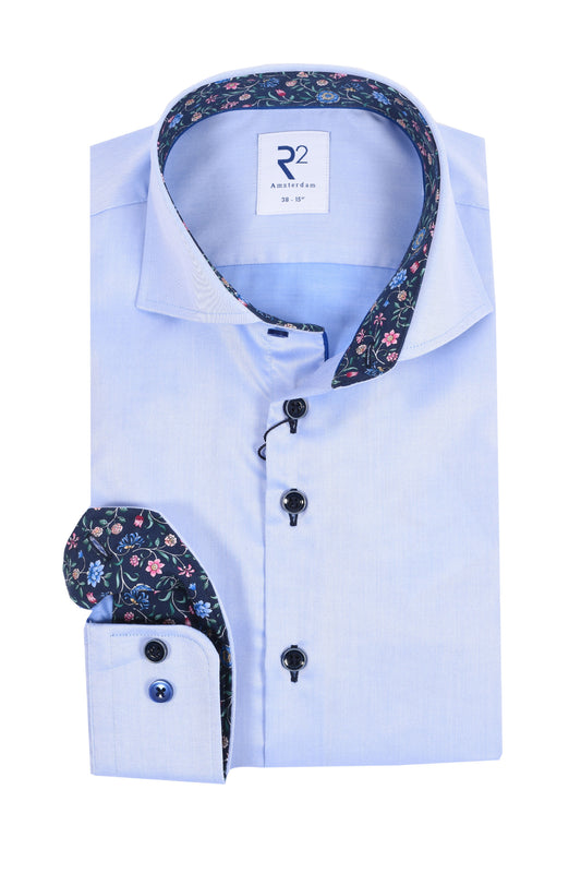 R2 LONG SLEEVED CUT AWAY COLLAR SHIRT LIGHT BLUE