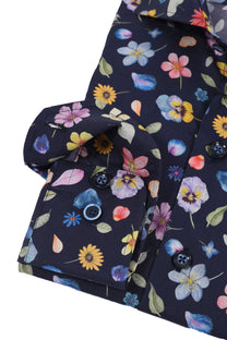 R2 LONG SLEEVED CUT AWAY COLLAR SHIRT NAVY FLORAL R2