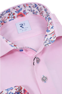 R2 LONG SLEEVED CUT AWAY COLLAR SHIRT PINK R2