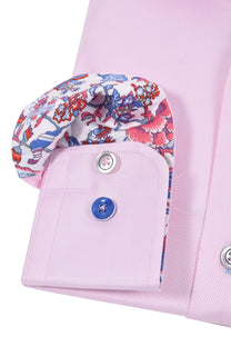 R2 LONG SLEEVED CUT AWAY COLLAR SHIRT PINK R2