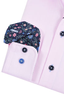 R2 LONG SLEEVED CUT AWAY COLLAR SHIRT PINK