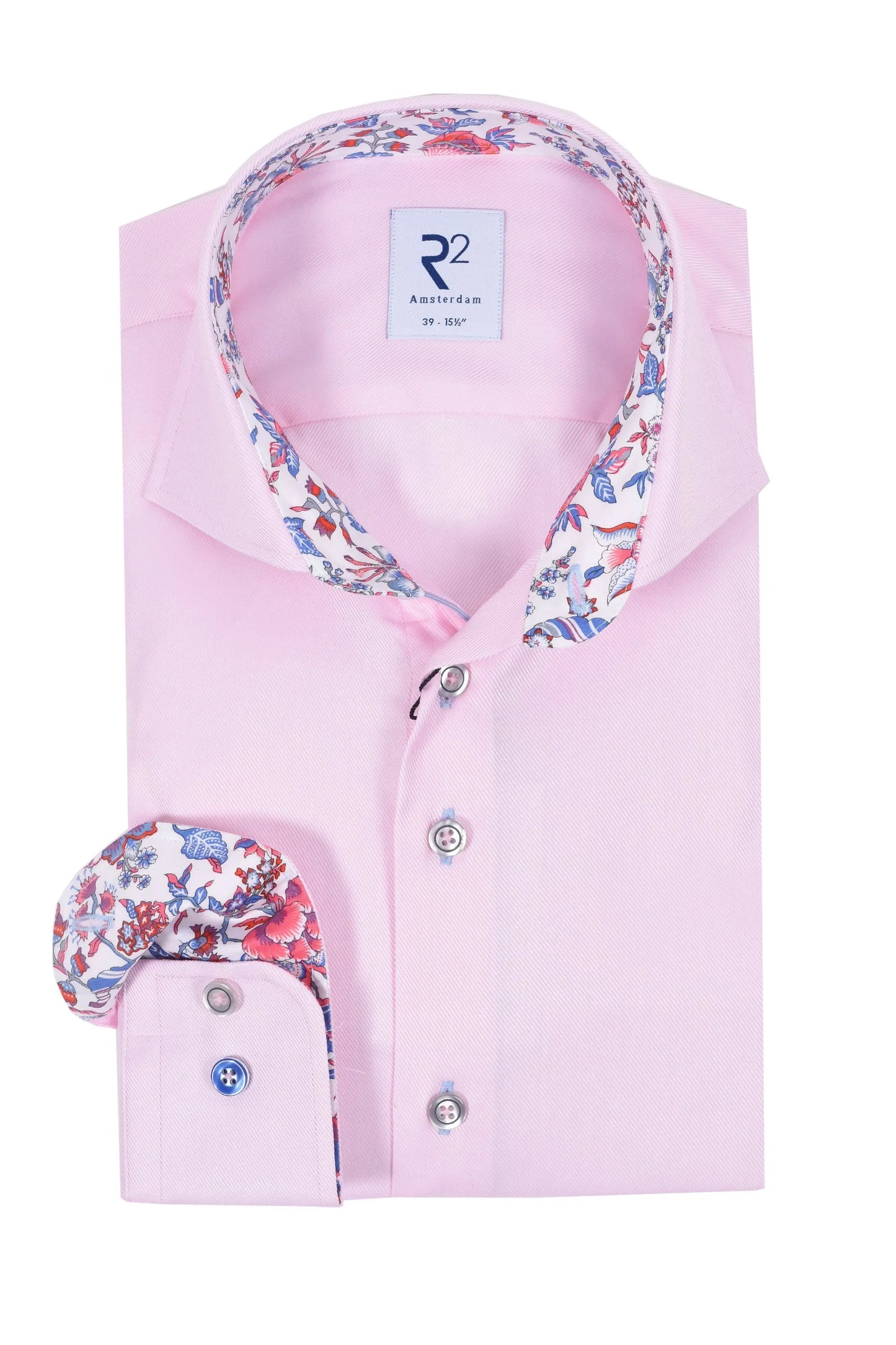 R2 LONG SLEEVED CUT AWAY COLLAR SHIRT PINK R2