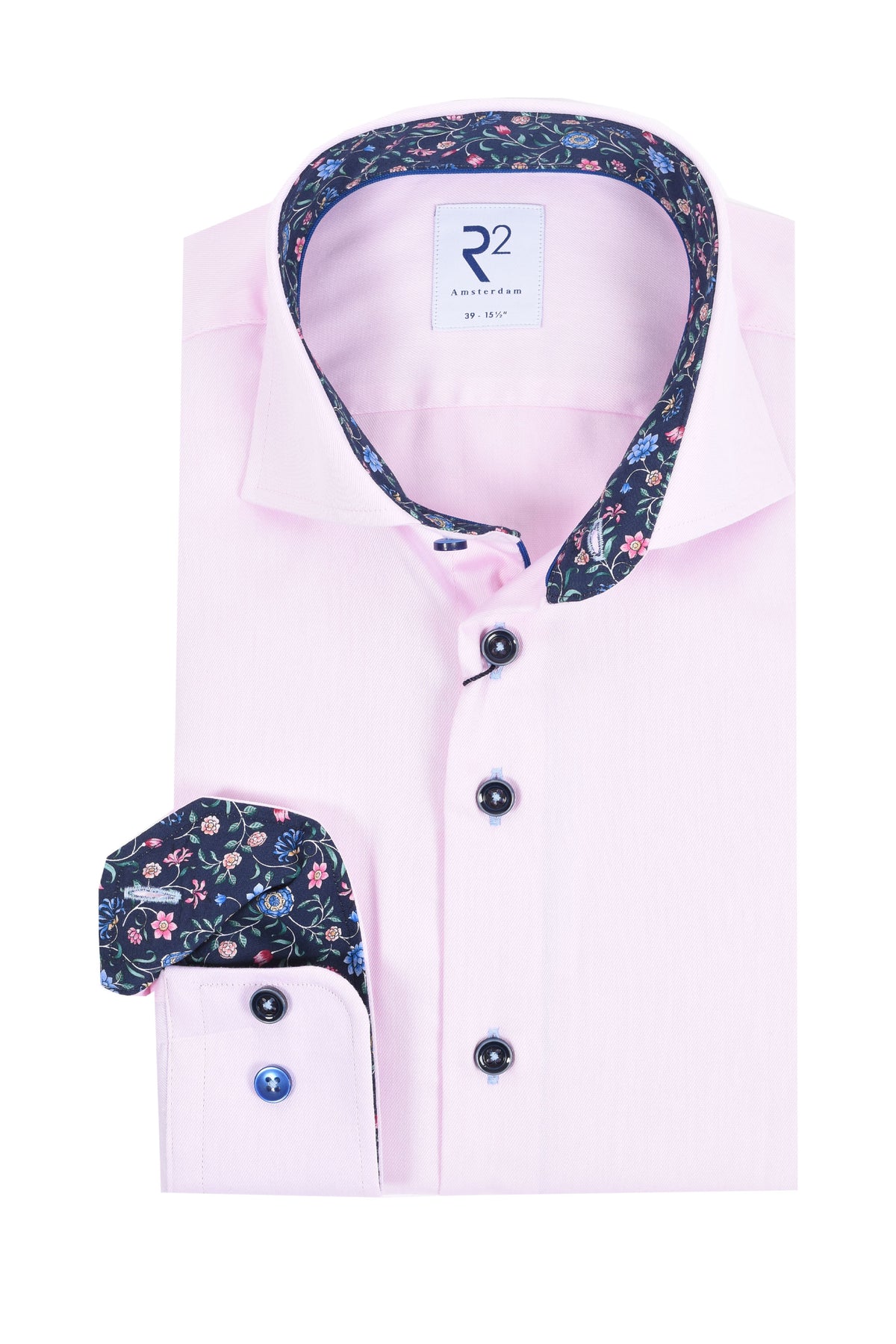 R2 LONG SLEEVED CUT AWAY COLLAR SHIRT PINK