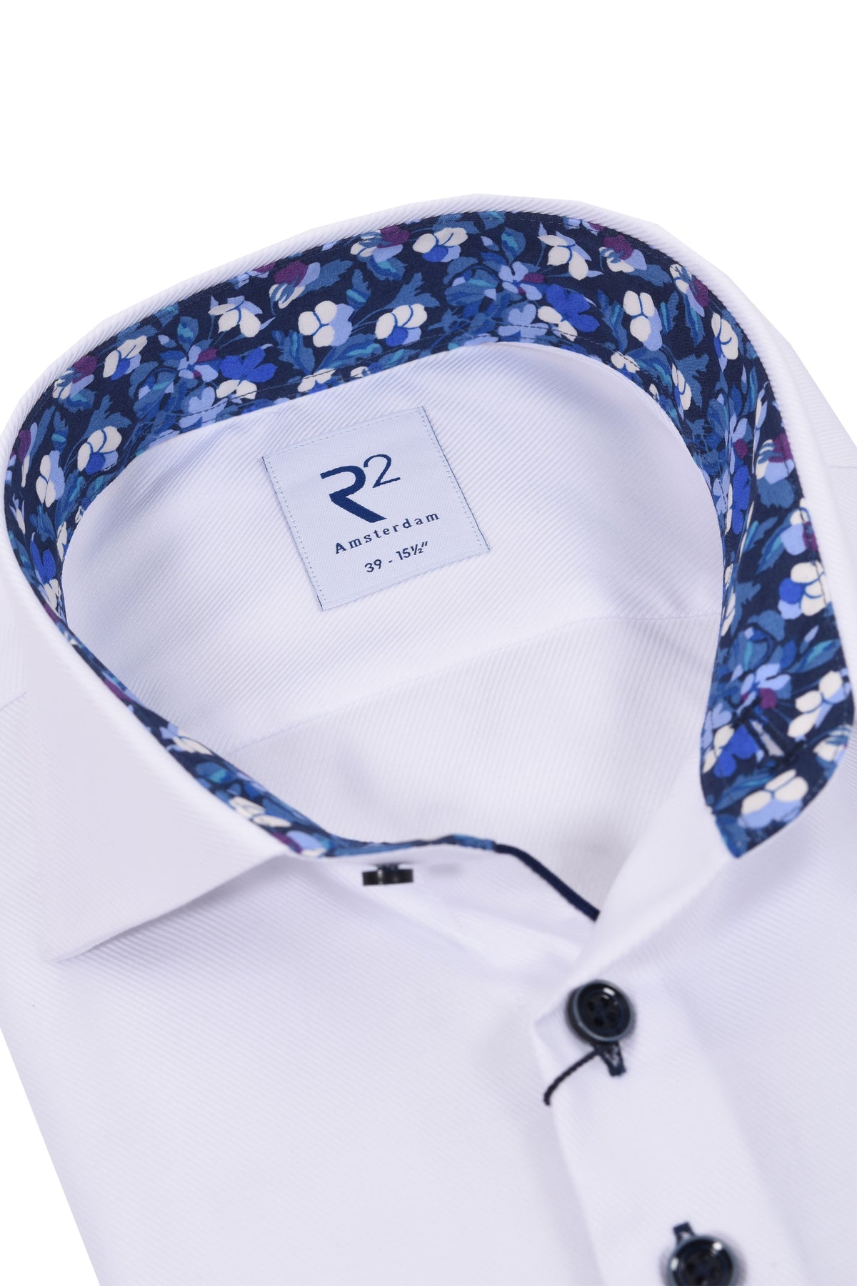 R2 LONG SLEEVED CUT AWAY COLLAR SHIRT WHITE R2 Michael Stewart Menswear  Shirts