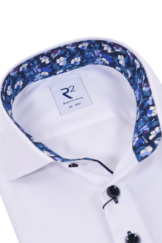 R2 LONG SLEEVED CUT AWAY COLLAR SHIRT WHITE R2 Michael Stewart Menswear  Shirts
