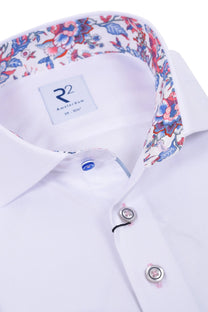 R2 LONG SLEEVED CUT AWAY COLLAR SHIRT WHITE R2