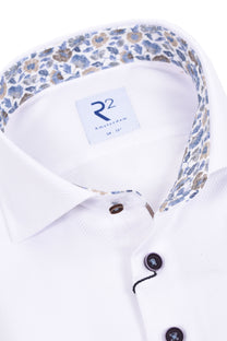 R2 LONG SLEEVED CUT AWAY COLLAR SHIRT WHITE
