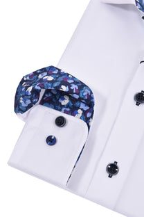 R2 LONG SLEEVED CUT AWAY COLLAR SHIRT WHITE R2 Michael Stewart Menswear  Shirts