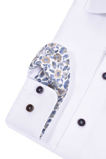 R2 LONG SLEEVED CUT AWAY COLLAR SHIRT WHITE