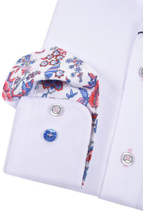 R2 LONG SLEEVED CUT AWAY COLLAR SHIRT WHITE R2