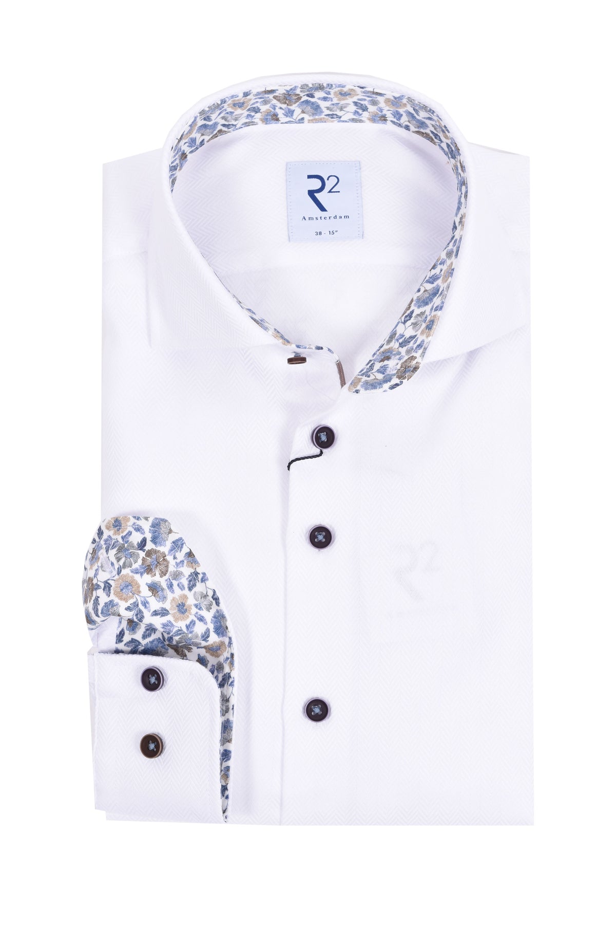 R2 LONG SLEEVED CUT AWAY COLLAR SHIRT WHITE