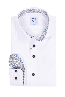 R2 LONG SLEEVED CUT AWAY COLLAR SHIRT WHITE