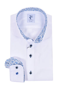 R2 LONG SLEEVED CUT AWAY COLLAR SHIRT WHITE R2