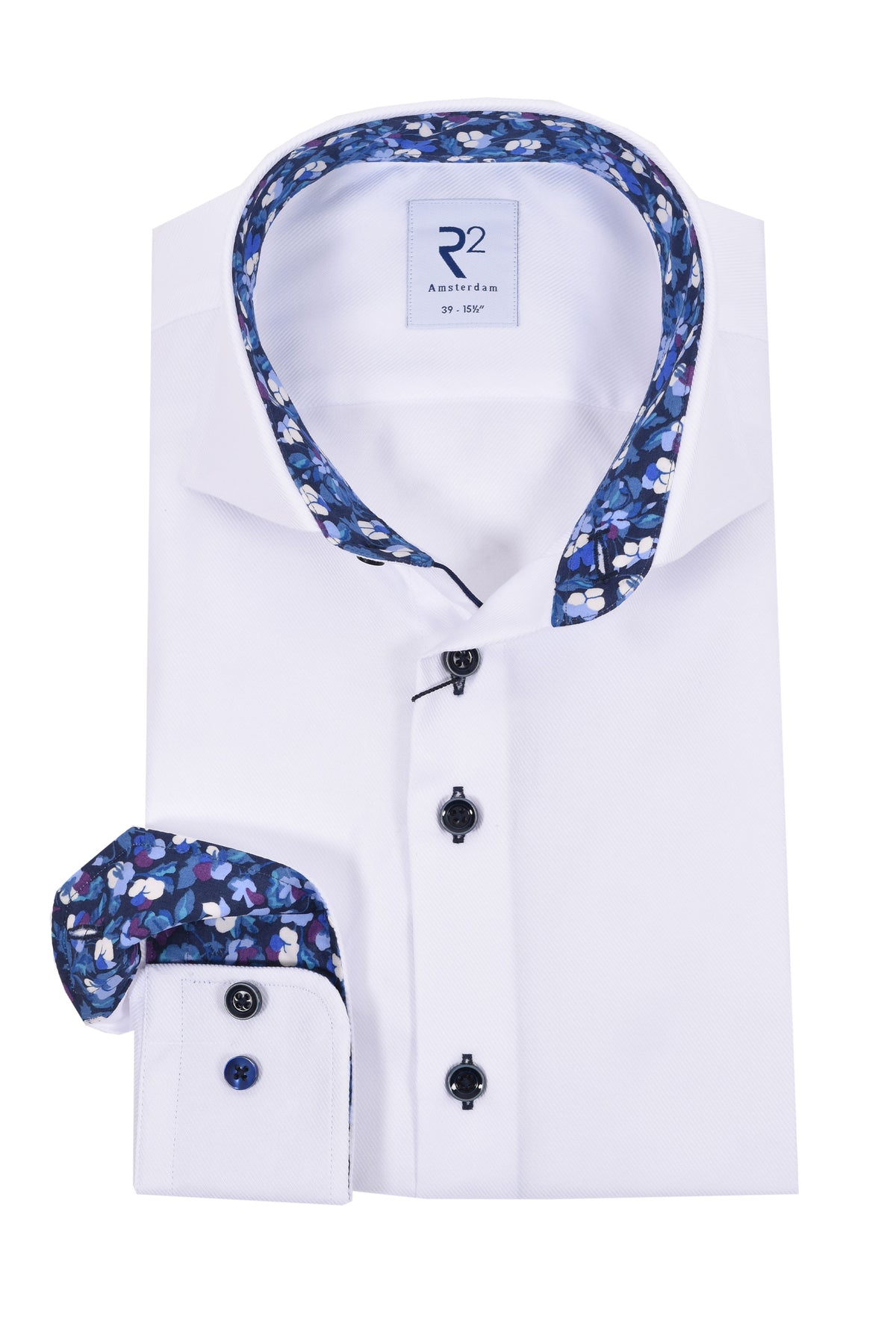 R2 LONG SLEEVED CUT AWAY COLLAR SHIRT WHITE R2 Michael Stewart Menswear  Shirts