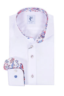 R2 LONG SLEEVED CUT AWAY COLLAR SHIRT WHITE R2