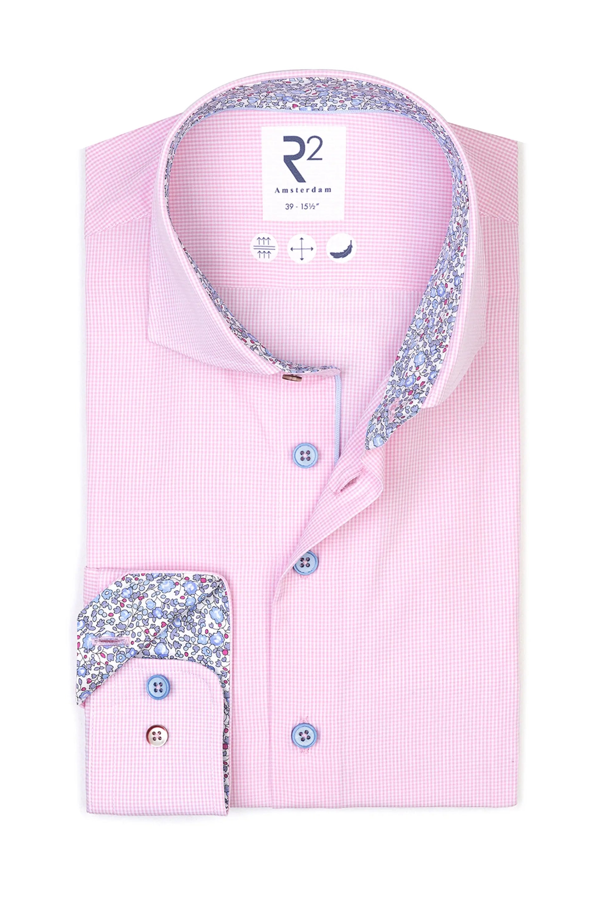 R2 LONG SLEEVED SHIRT PINK CHECK R2