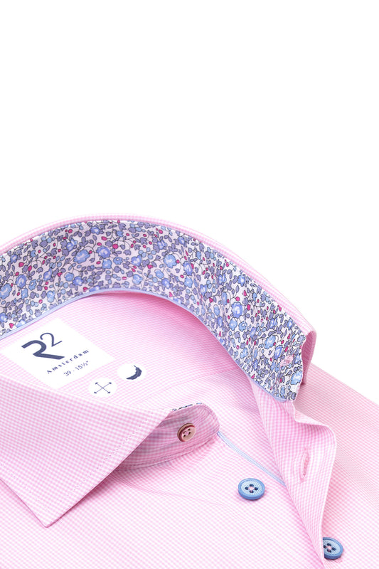 R2 LONG SLEEVED SHIRT PINK CHECK