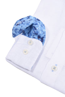 R2 Long Sleeve Linen Shirt White R2