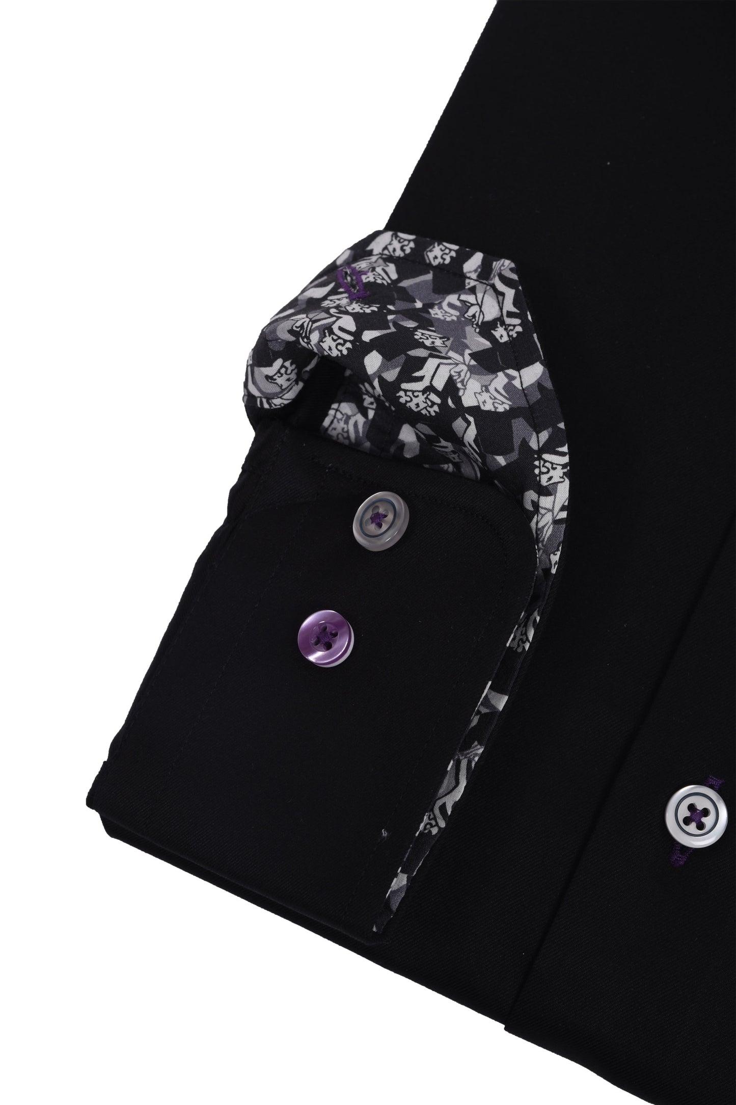 R2 Long Sleeved Cut Away Collar Shirt Black