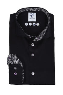 R2 Long Sleeved Cut Away Collar Shirt Black R2