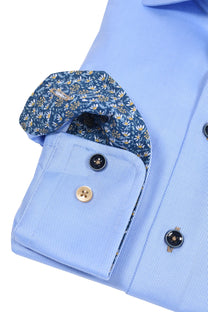 R2 Long Sleeved Cut Away Collar Shirt Light Blue R2