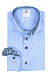 R2 Long Sleeved Cut Away Collar Shirt Light Blue R2