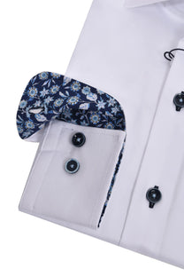 R2 Long Sleeved Cut Away Collar Shirt White R2