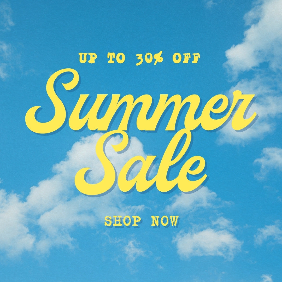 Summer sale advertisement with blue sky and clouds