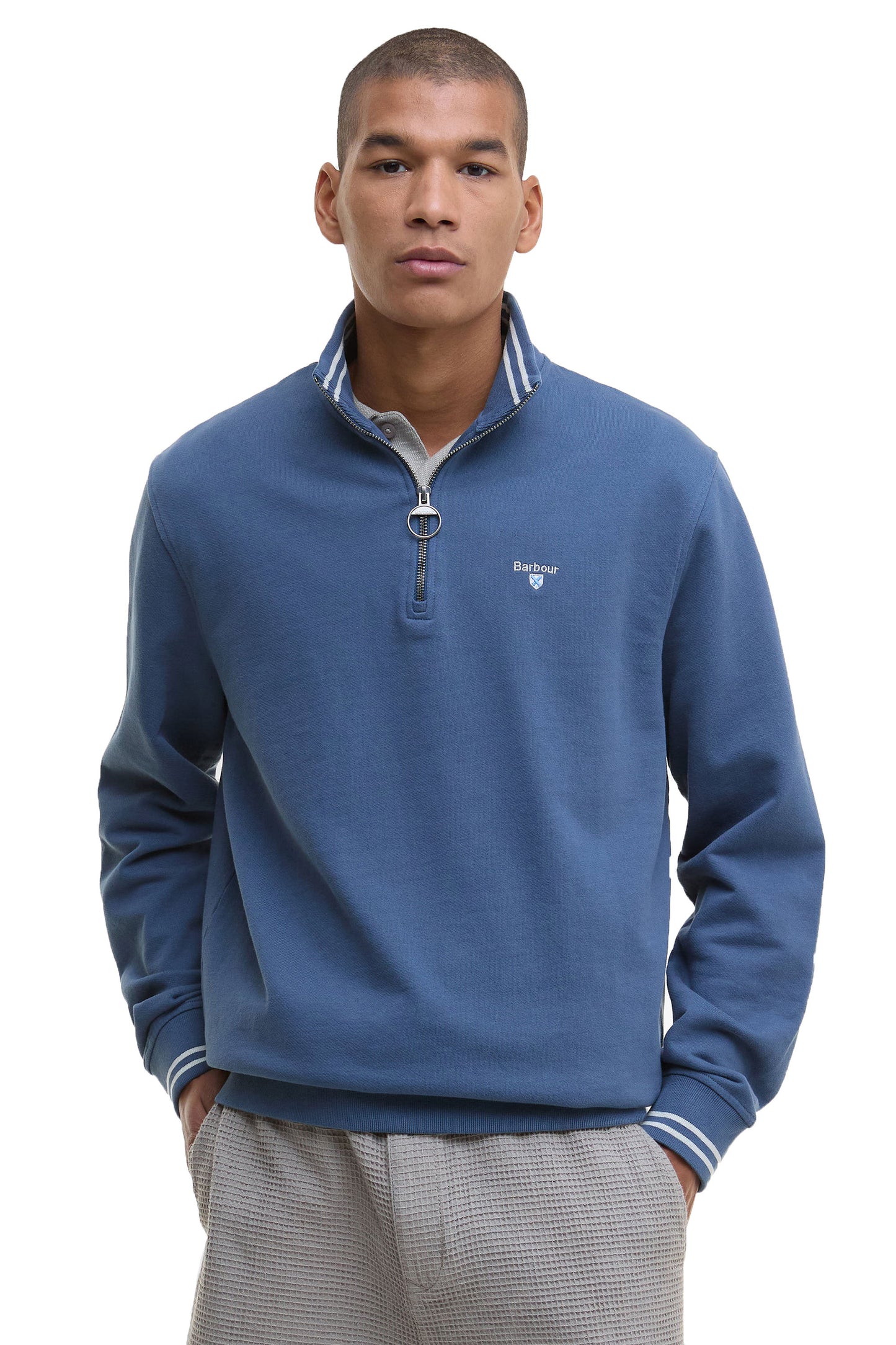 BARBOUR ROSFORD HALF ZIP SWEATSHIRT DARK DENIM