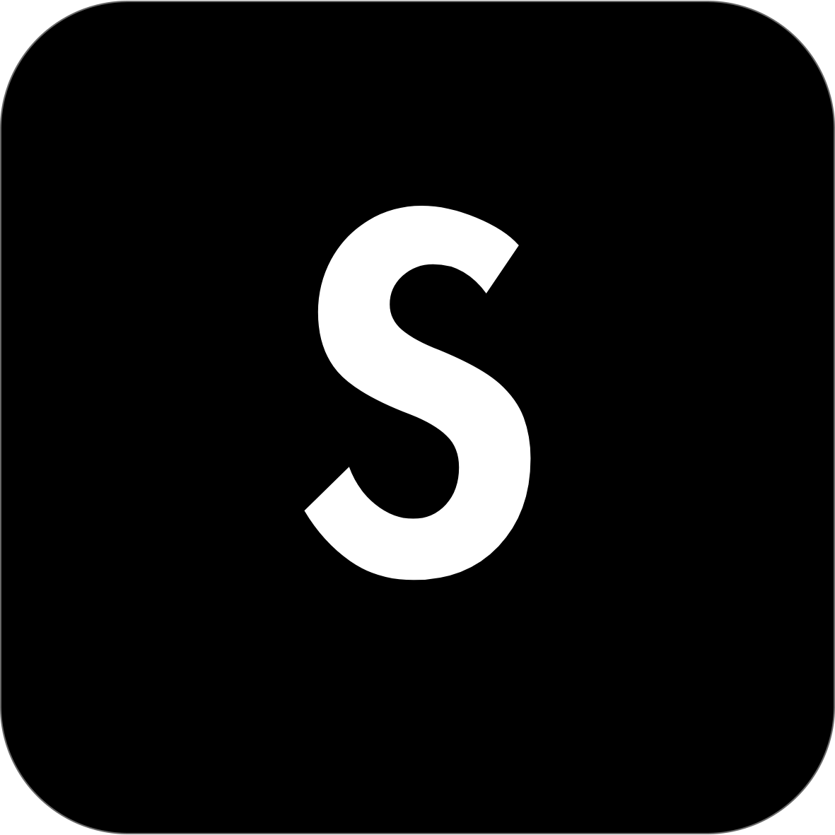 white s on black background