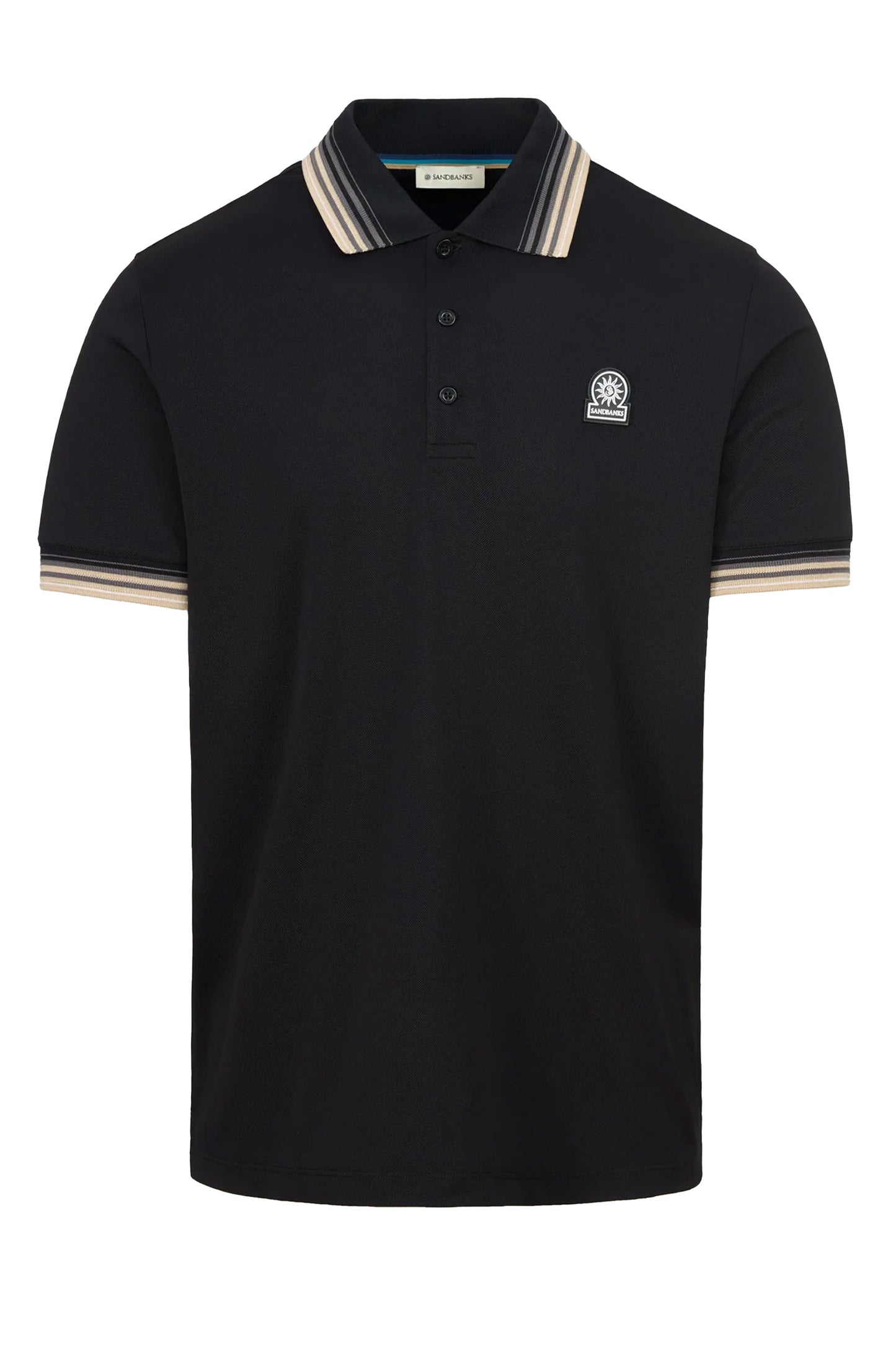 SANBANKS GRADIENT RIB POLO BLACK