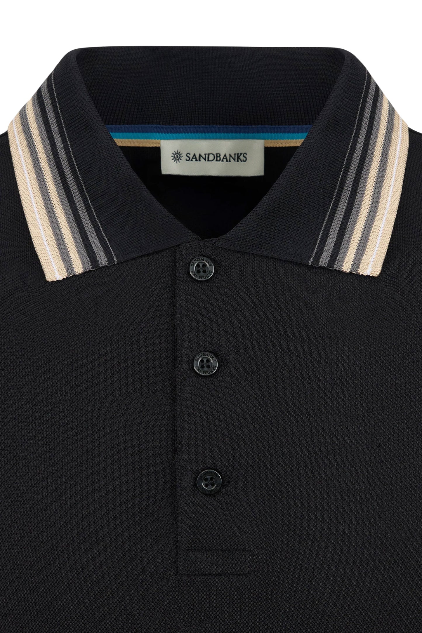 SANBANKS GRADIENT RIB POLO BLACK