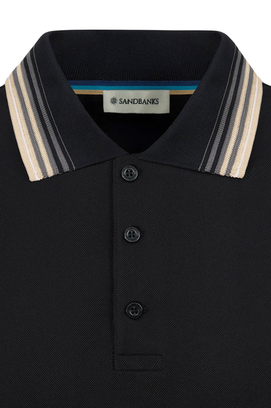 SANBANKS GRADIENT RIB POLO BLACK