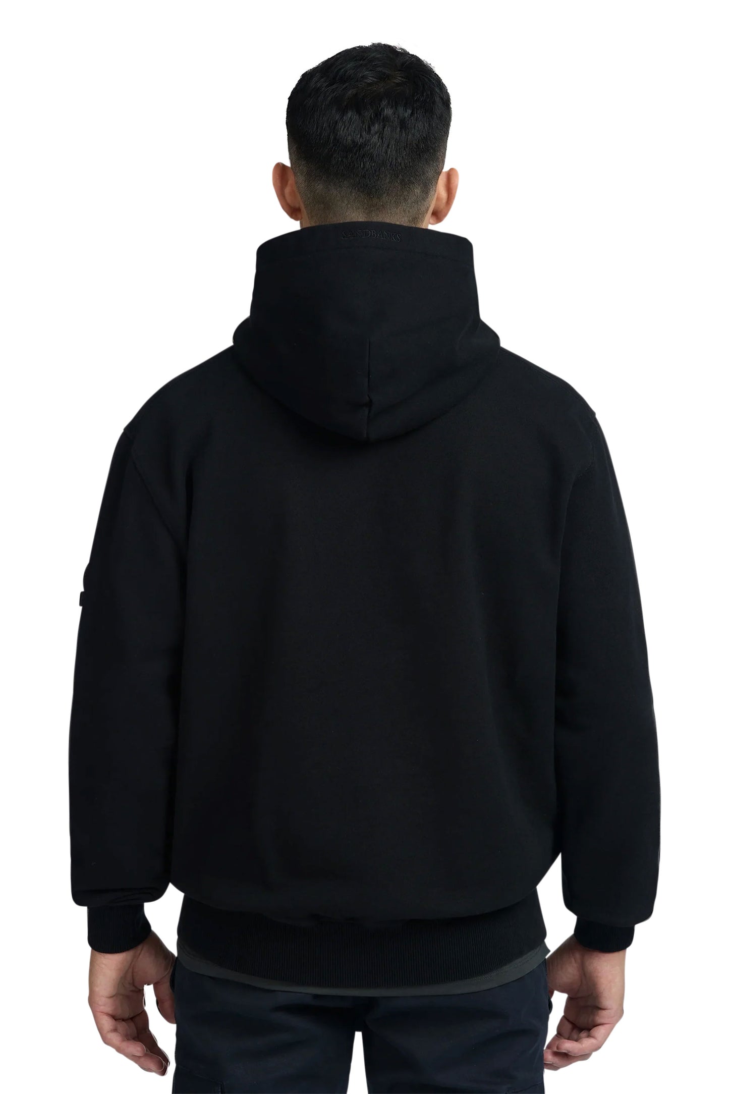 SANDBANKS BADGE LOGO HOODIE BLACK Sandbanks Michael Stewart Menswear  Sweatshirts & Hoodies