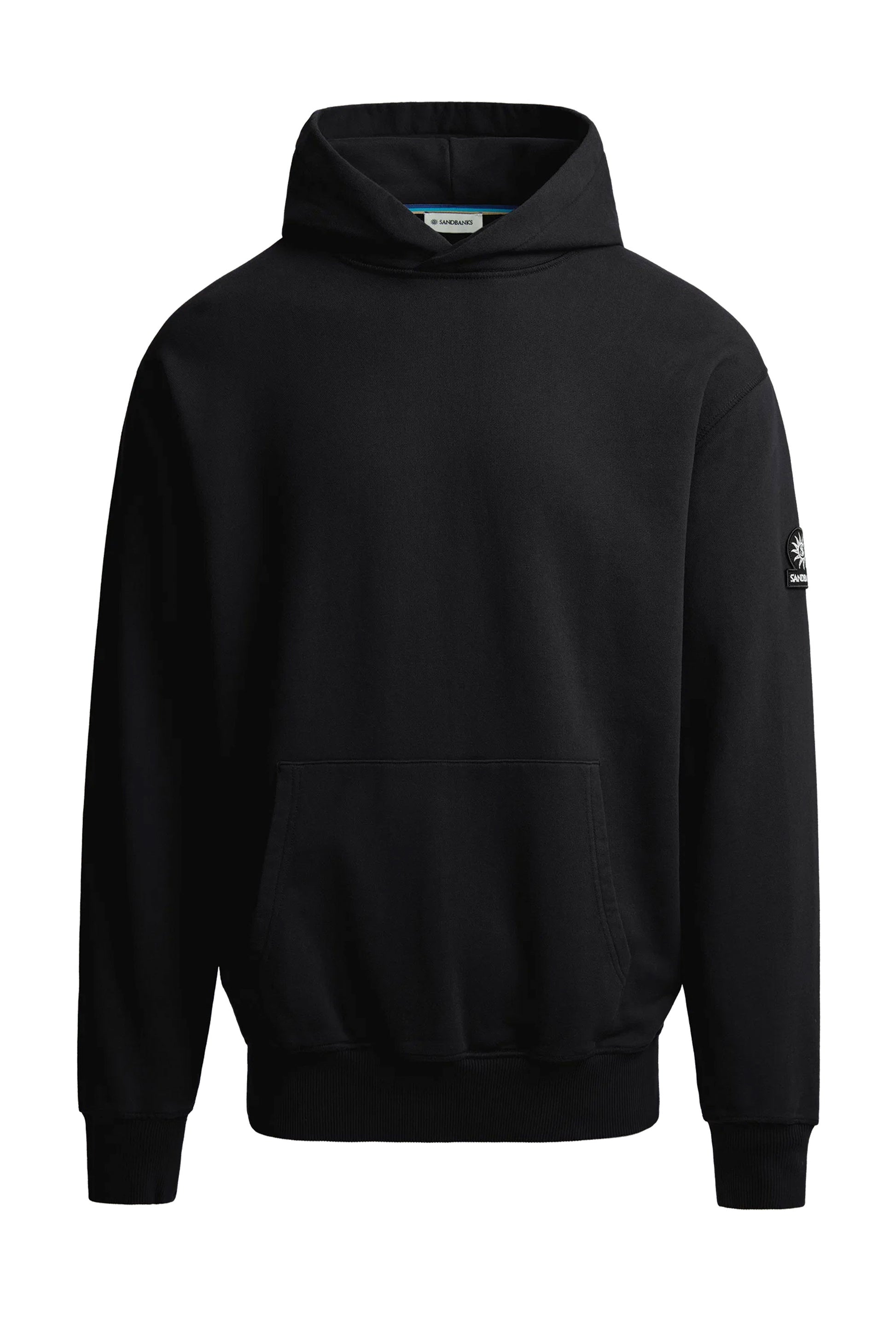 SANDBANKS BADGE LOGO HOODIE BLACK Sandbanks Michael Stewart Menswear  Sweatshirts & Hoodies
