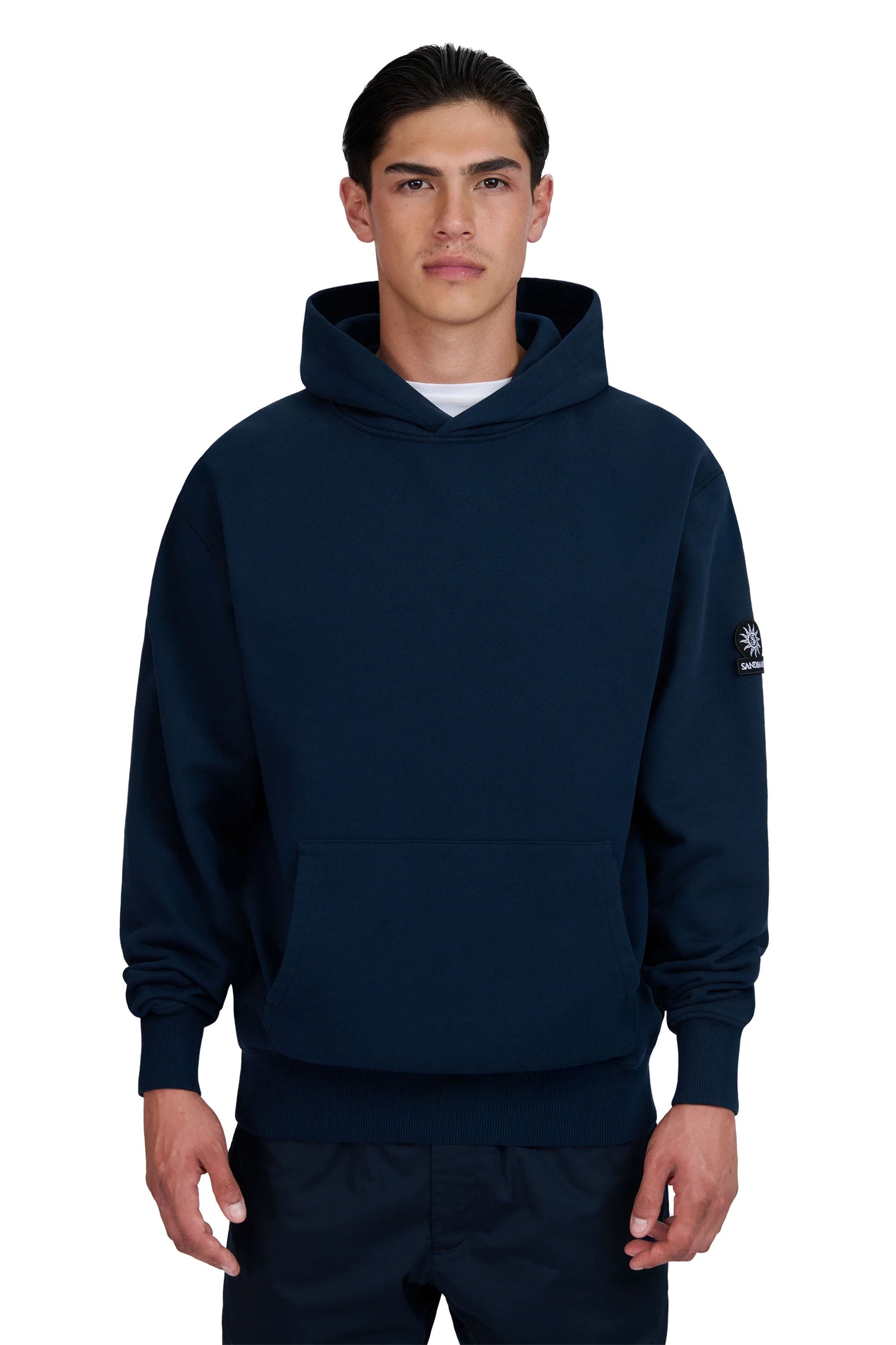 SANDBANKS BADGE LOGO HOODIE NAVY