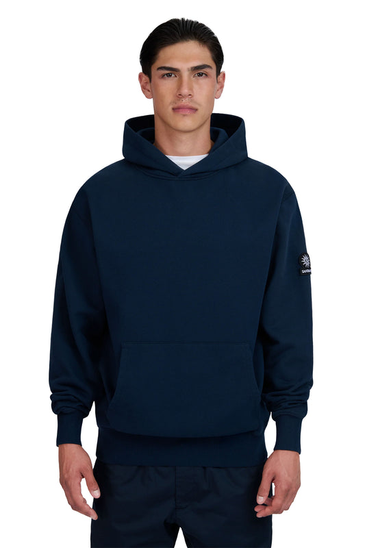 SANDBANKS BADGE LOGO HOODIE NAVY